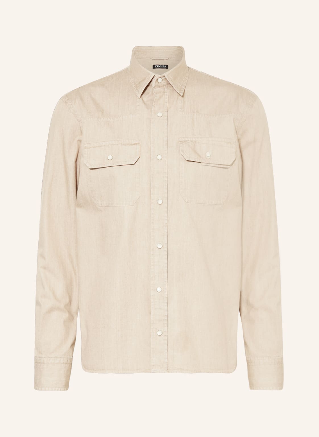 Image of Zegna Hemd Leisure Fit In Jeansoptik beige