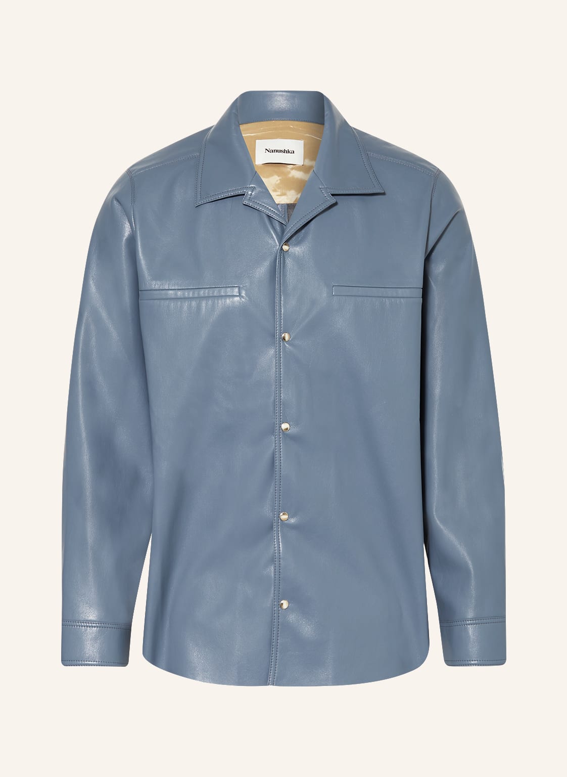 Image of Nanushka Overjacket Makai In Lederoptik blau