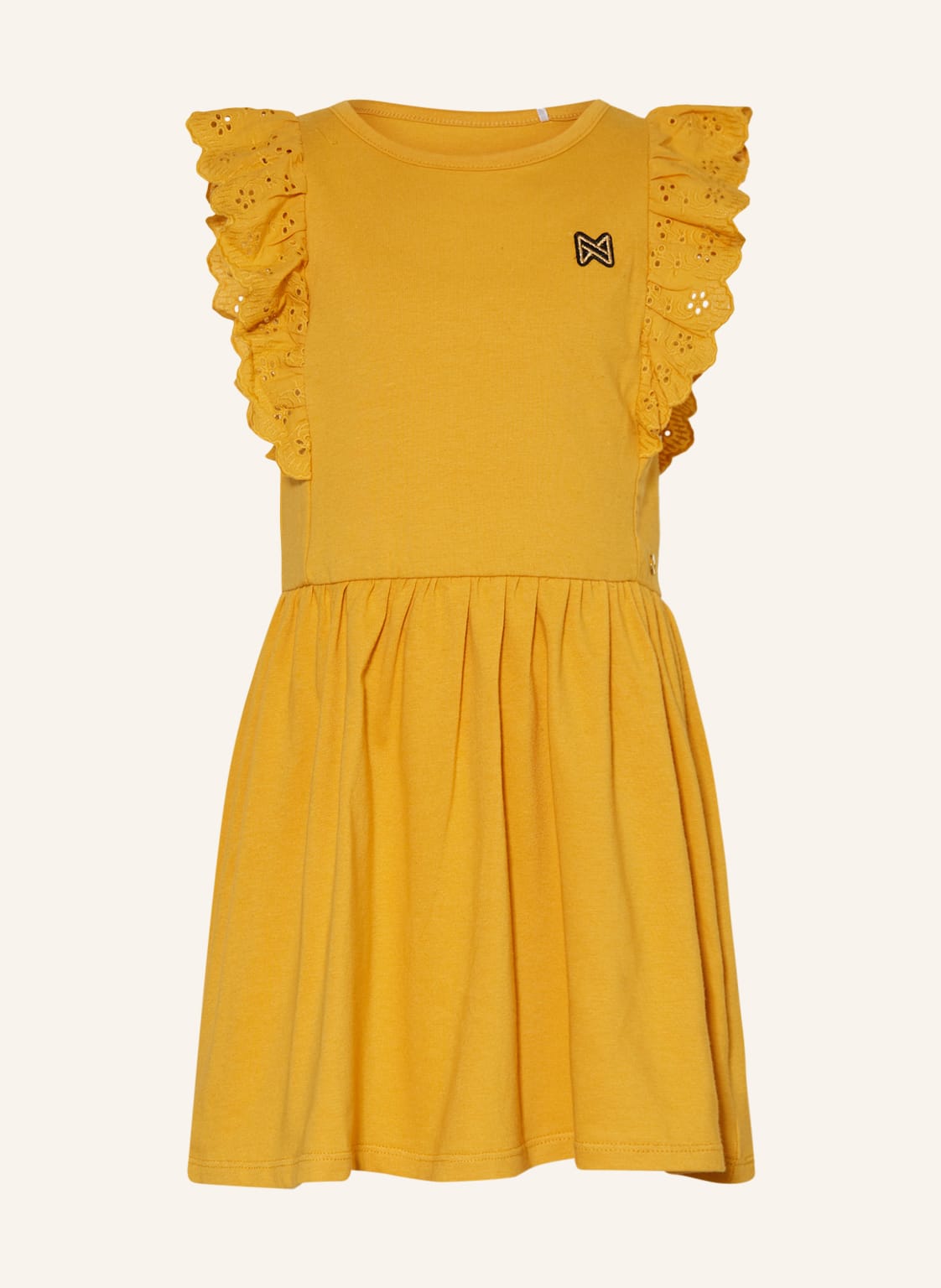 Image of Koko Noko Jerseykleid Mit Lochspitze Und Rüschen gelb