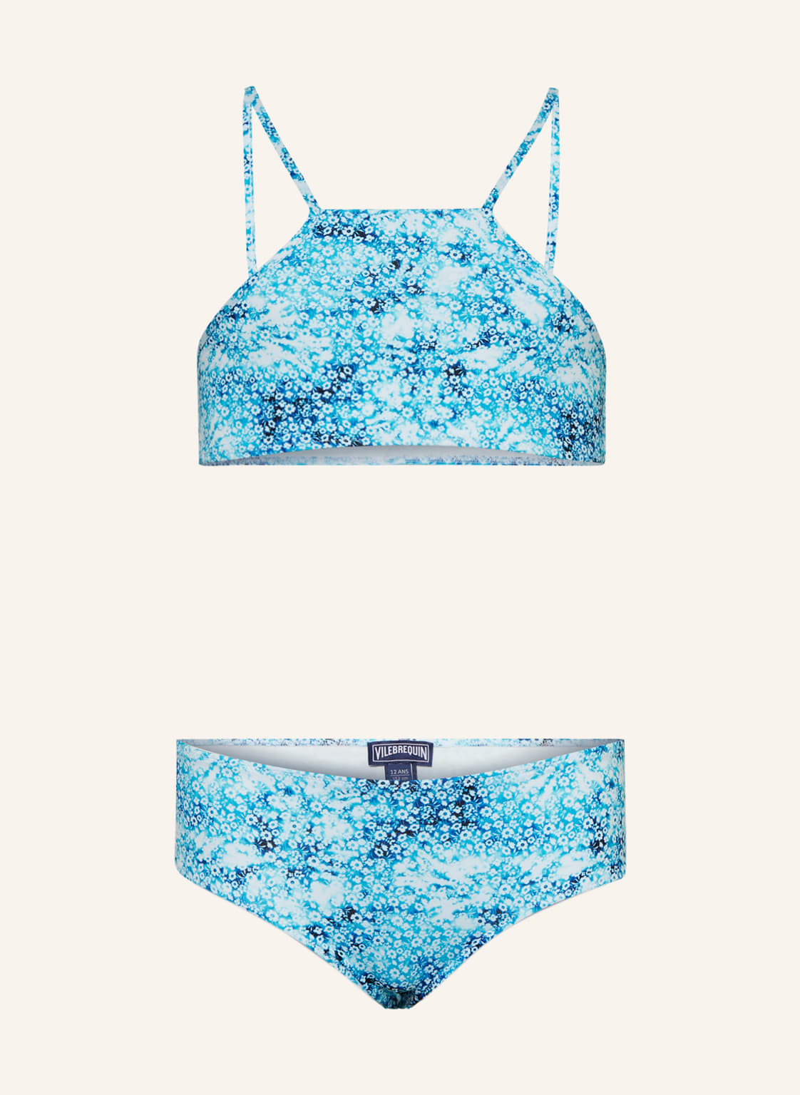 Image of Vilebrequin High-Neck-Bikini Flowers Tie & Dye blau