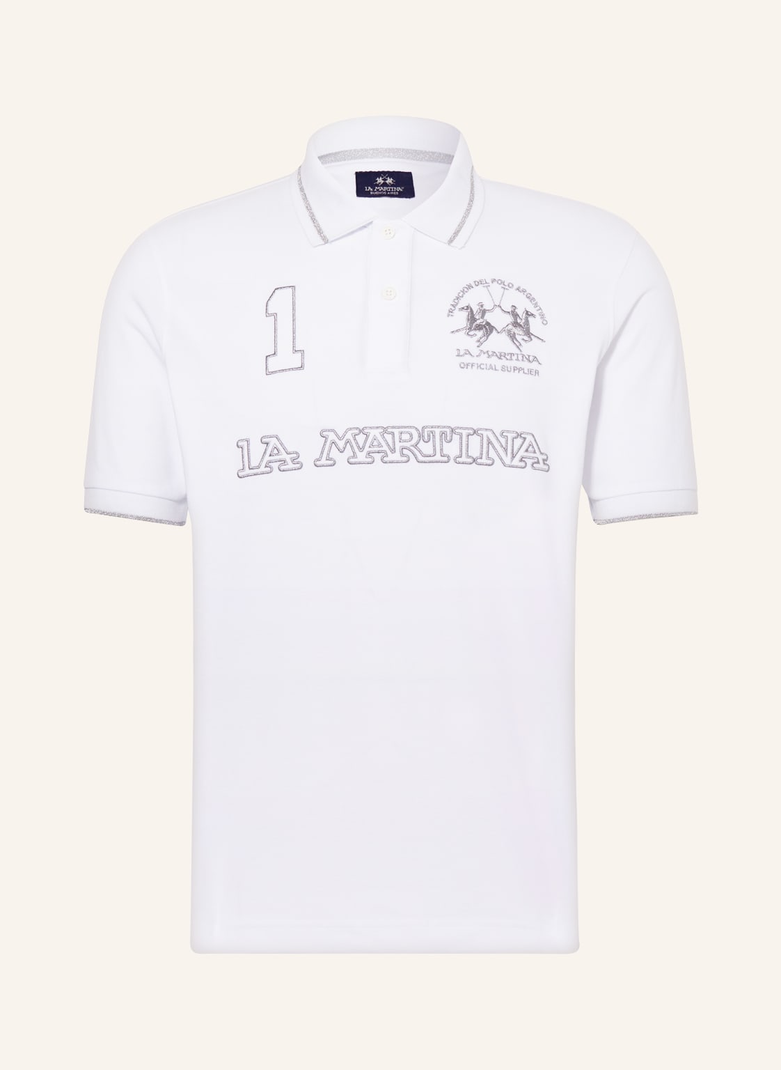 Image of La Martina Piqué-Poloshirt Regular Fit weiss