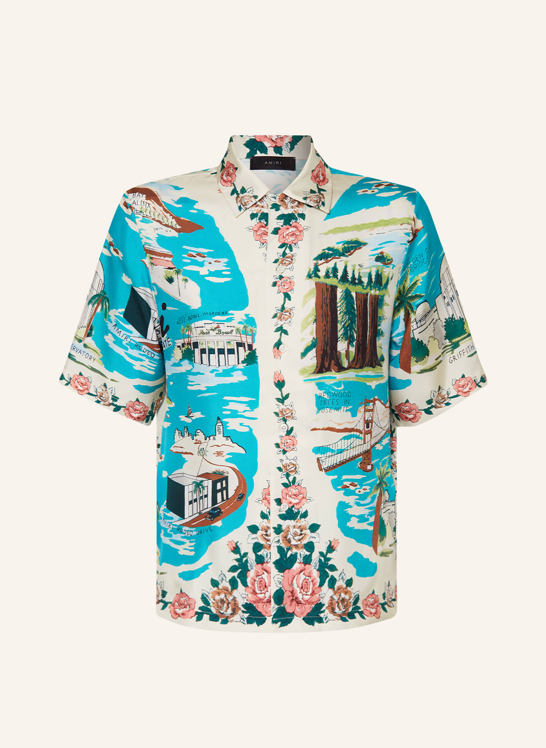 Image of Amiri Resorthemd Regular Fit Aus Seide blau