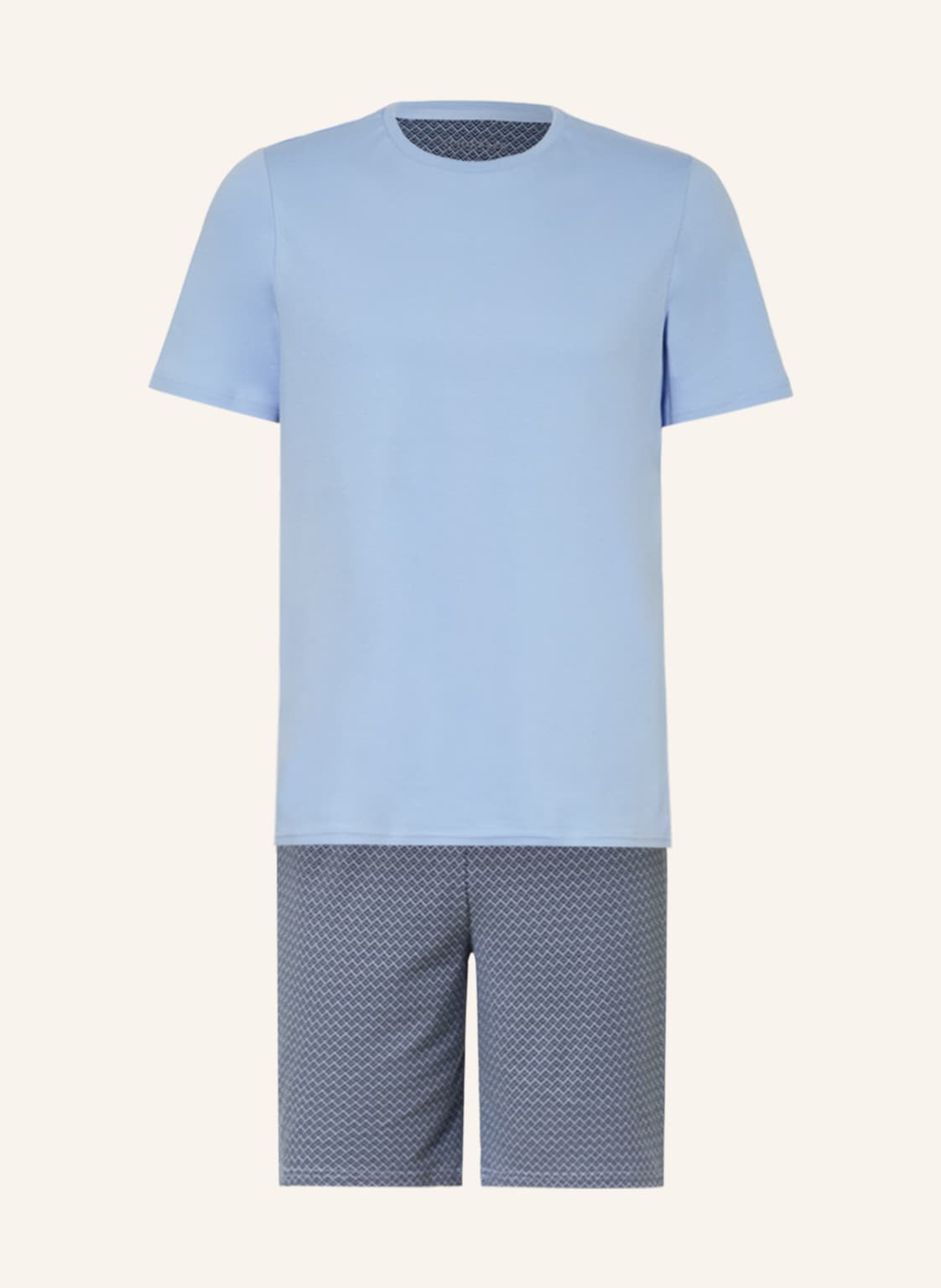 Image of Schiesser Shorty-Schlafanzug Fine Interlock blau