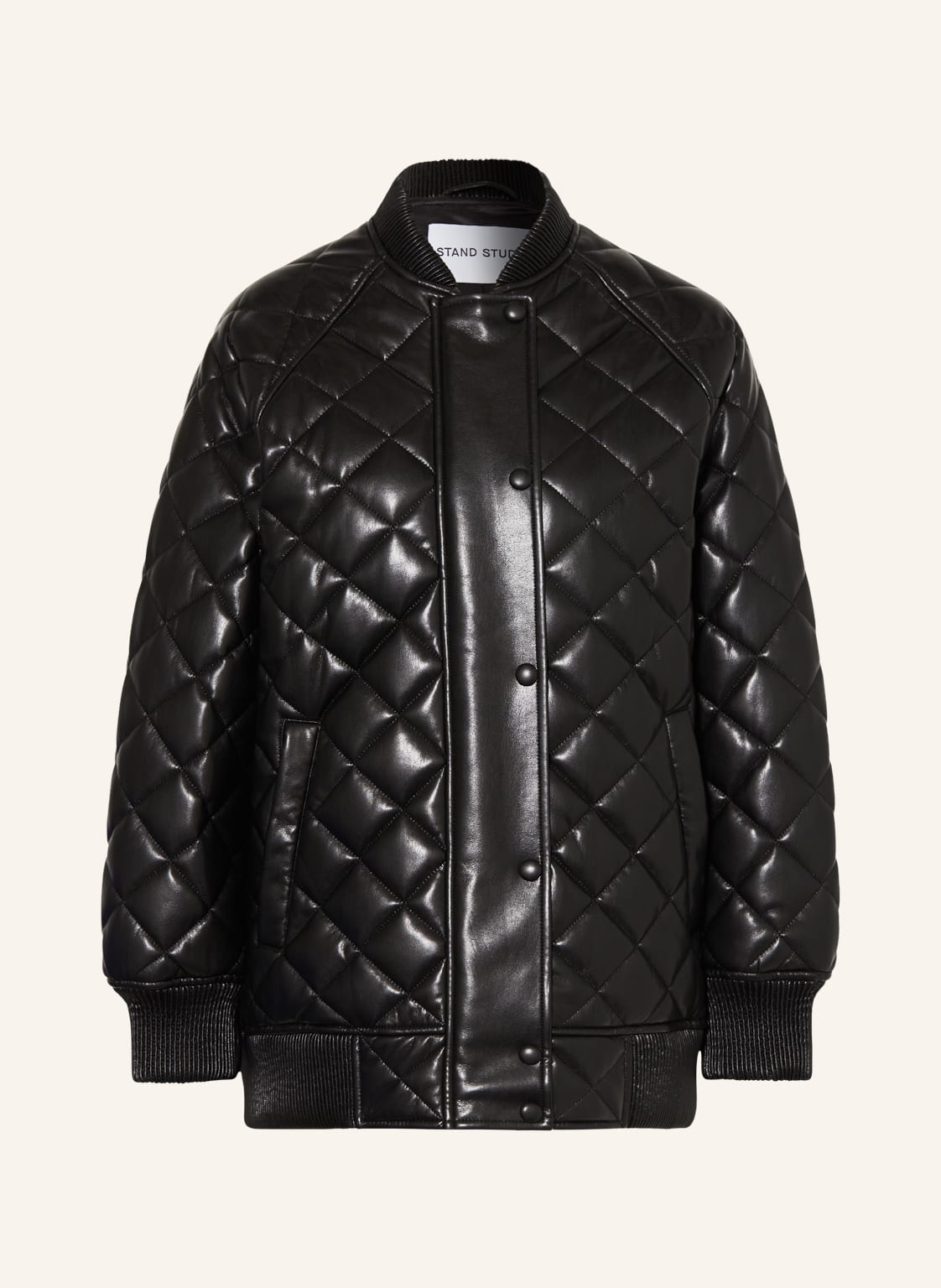 Image of Stand Studio Oversized-Steppjacke Estelle In Lederoptik schwarz