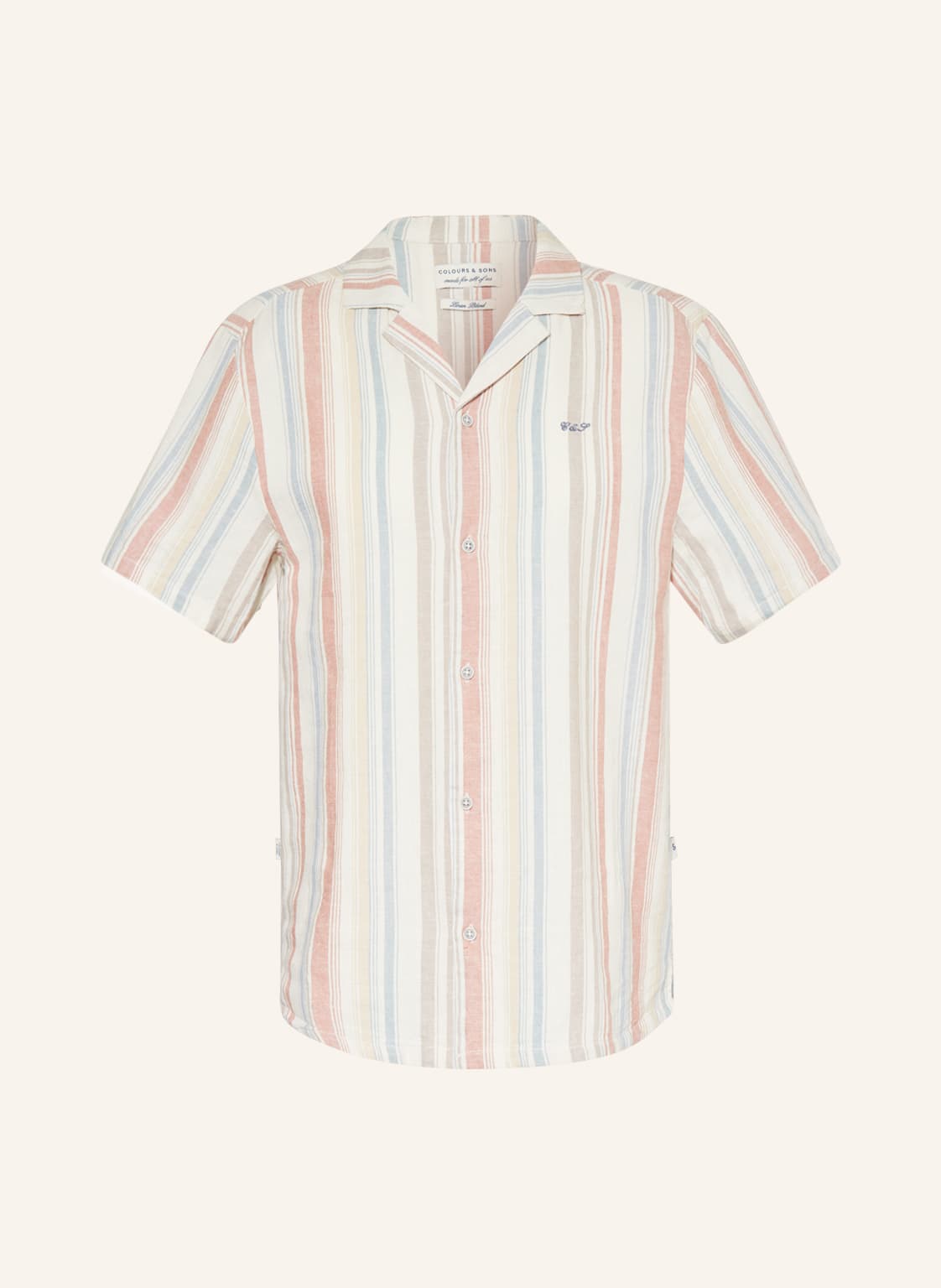 Image of Colours & Sons Kurzarm-Hemd Regular Fit Mit Leinen beige