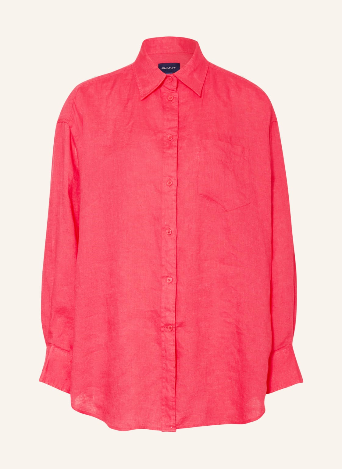 Image of Gant Oversized-Hemdbluse Aus Leinen pink