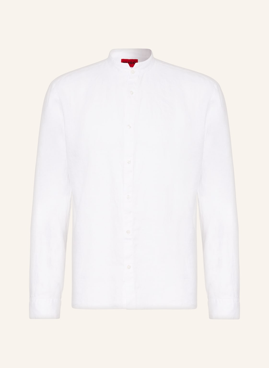 Image of Hugo Leinenhemd Elvory Slim Fit Mit Stehkragen weiss