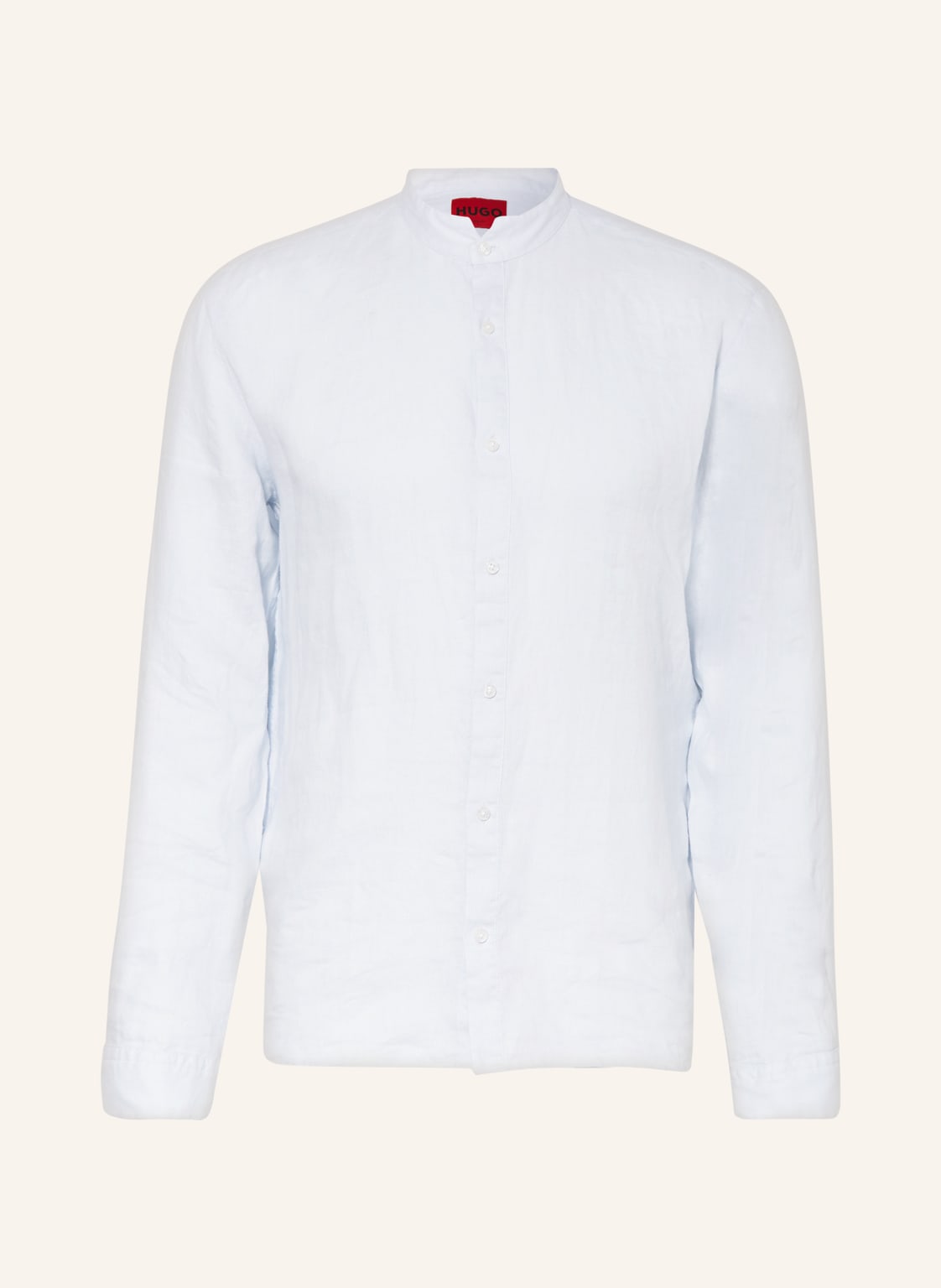 Image of Hugo Leinenhemd Elvory Slim Fit Mit Stehkragen blau