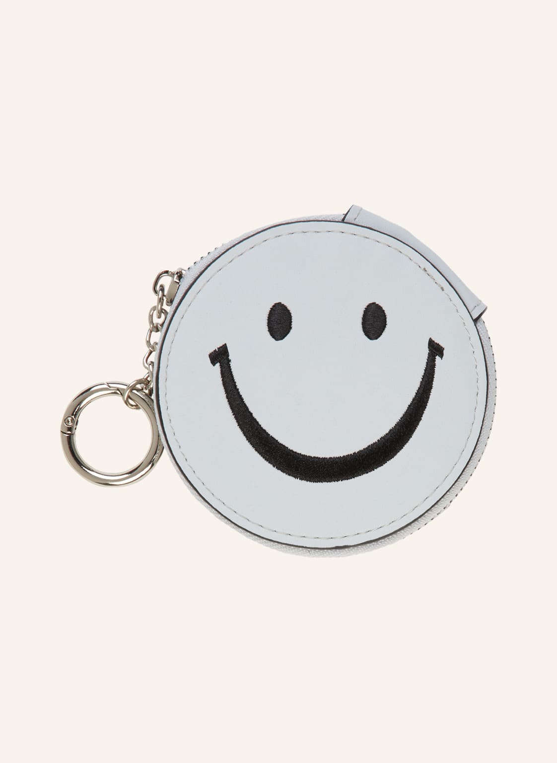 Image of Seidenfelt Schlüssel- Und Taschenanhänger Smiley blau