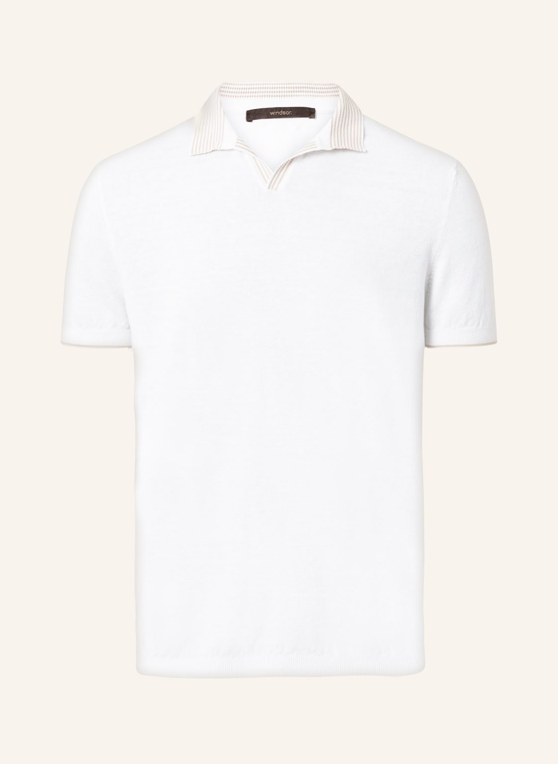 Image of Windsor. Strick-Poloshirt Lindo Mit Leinen weiss