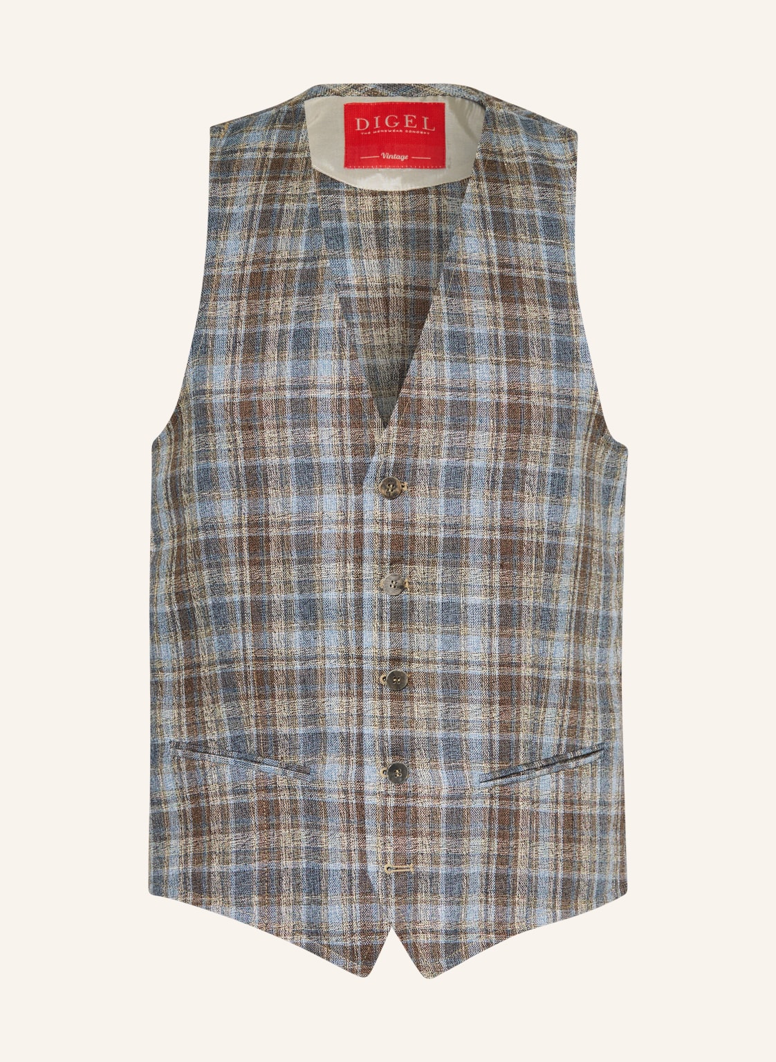 Image of Digel Anzugweste Lucien Slim Fit Mit Leinen blau