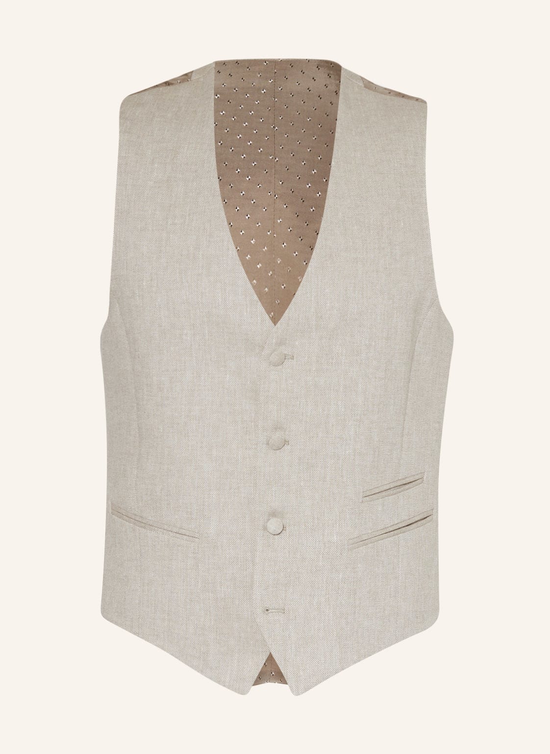 Image of Digel Anzugweste Laurent Slim Fit Mit Leinen beige