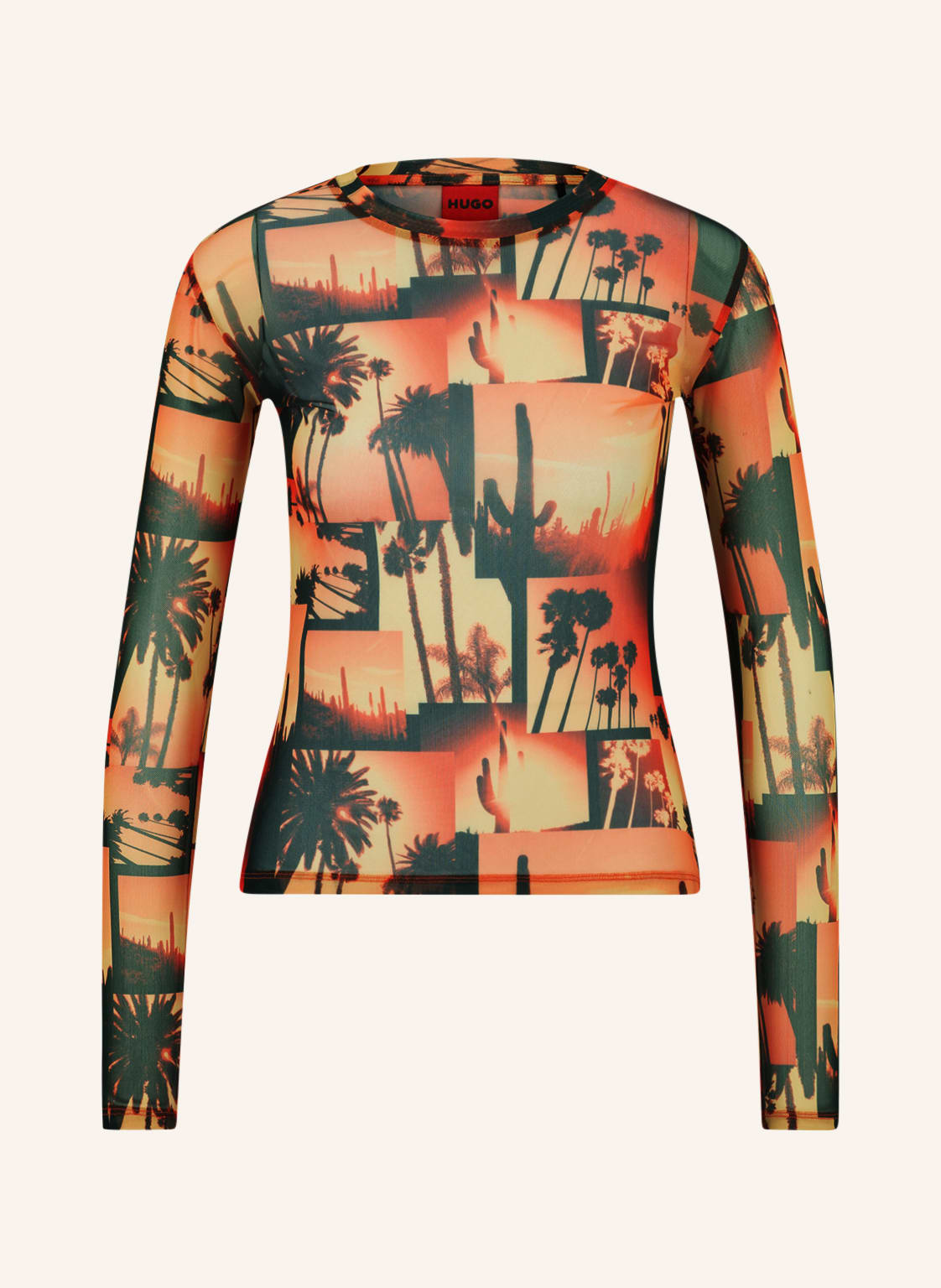 Image of Hugo Longsleeve Diralina Aus Mesh orange
