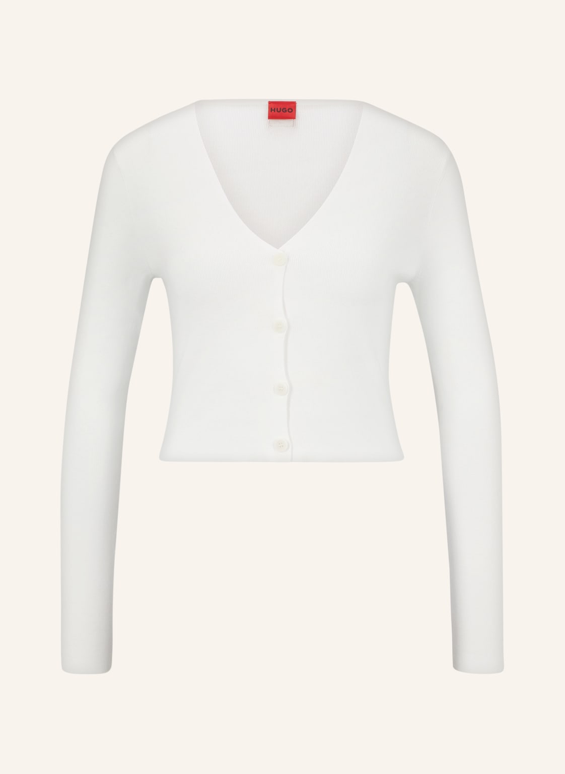 Image of Hugo Cropped-Strickjacke Sanderin weiss