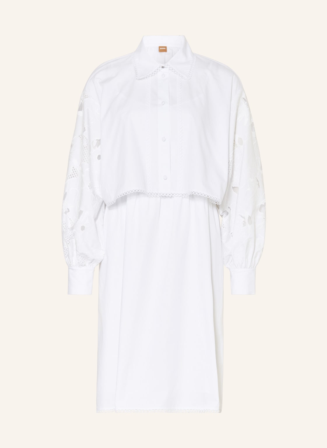 Image of Boss 2-In-1-Kleid Dembana Mit Lochstickereien weiss