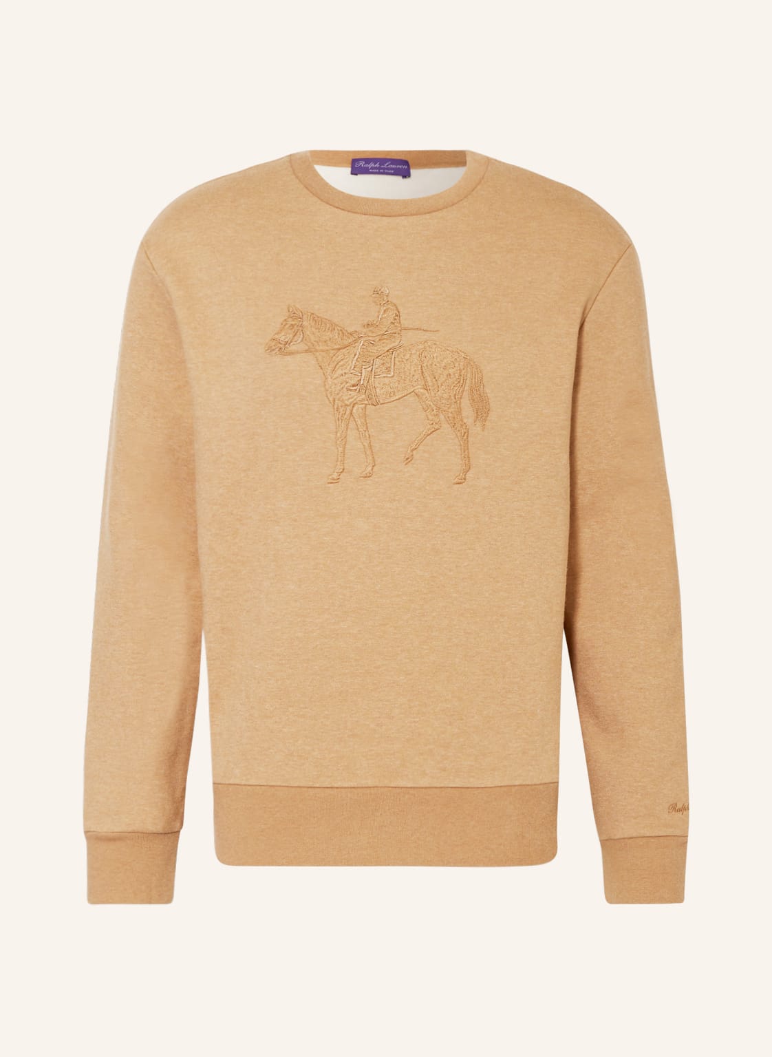 Image of Ralph Lauren Purple Label Sweatshirt Mit Stickereien braun