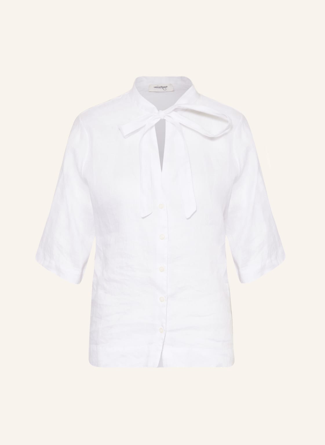 Image of Ottod'ame Schluppenbluse Aus Leinen Mit 3/4-Arm weiss