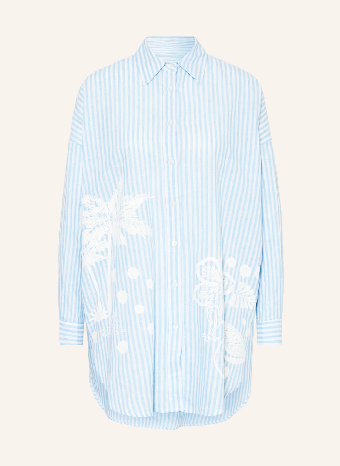 Image of Ottod'ame Oversized-Hemdbluse Mit Leinen blau