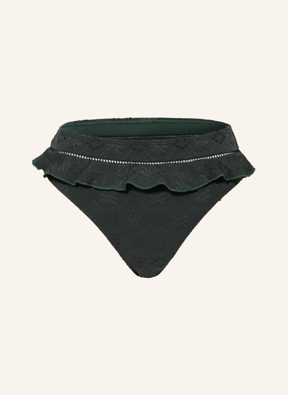 Image of Beachlife High-Waist-Bikini-Hose Green Embroidery gruen