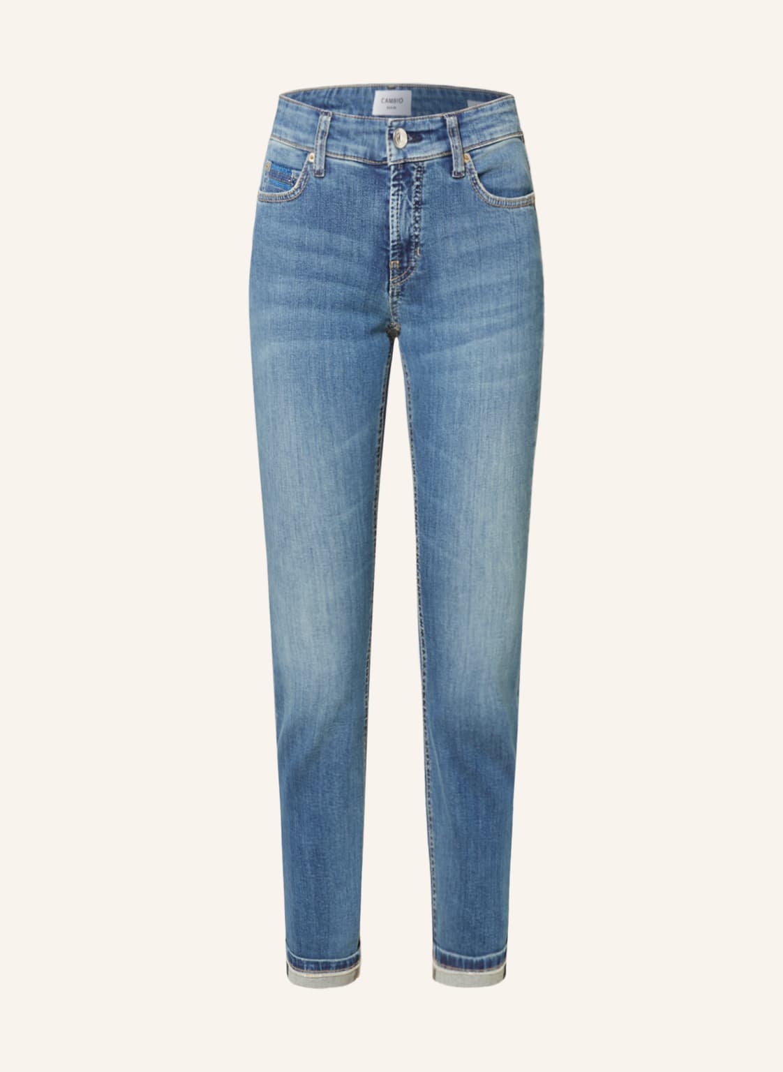 Image of Cambio Skinny Jeans Paris Mit Schmucksteinen blau