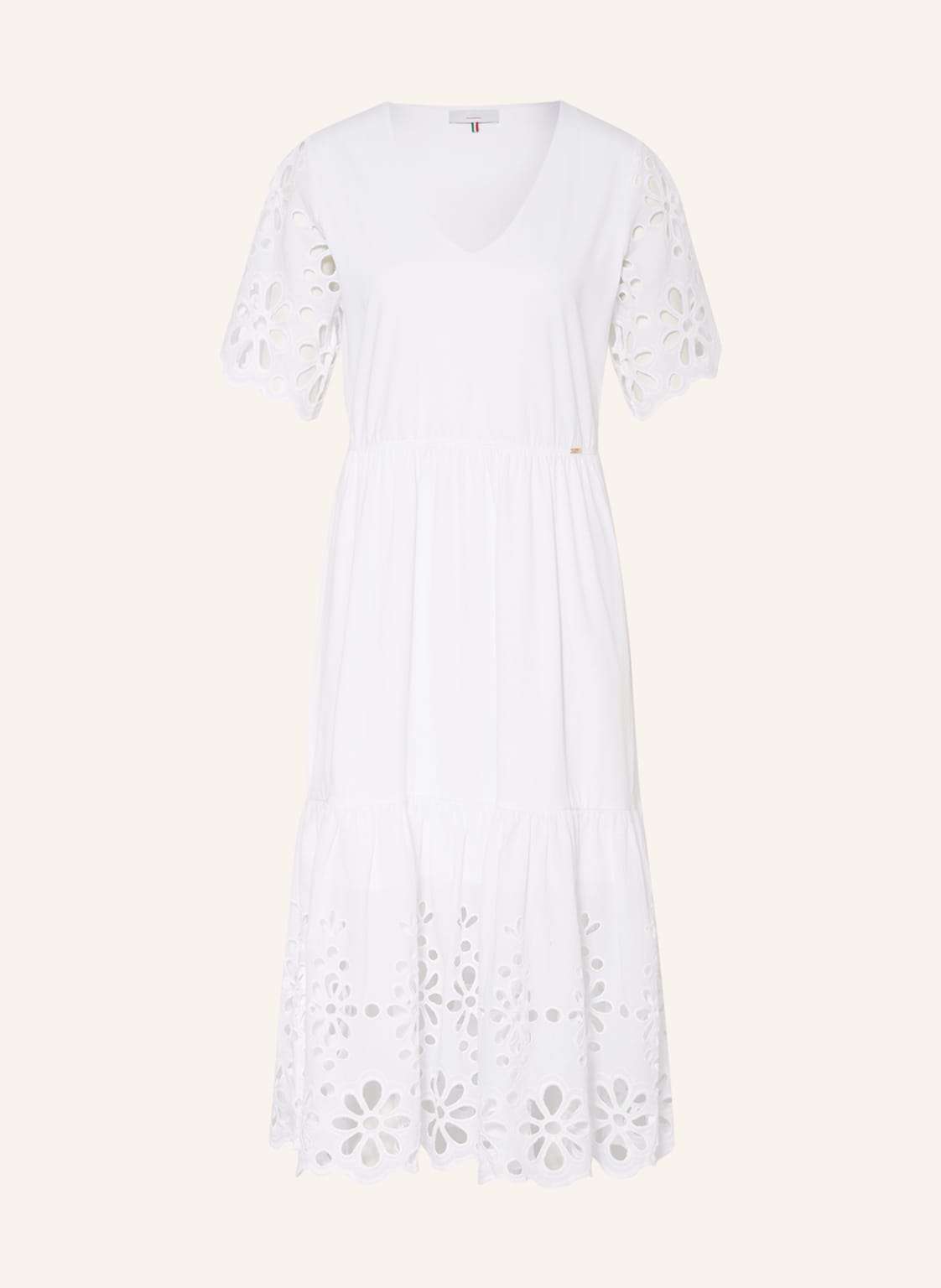 Image of Cinque Kleid Ciaylina Im Materialmix Mit Lochspitze weiss