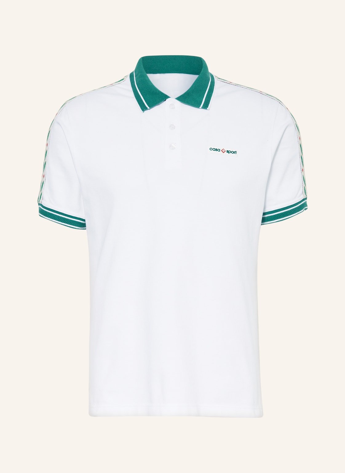 Image of Casablanca Piqué-Poloshirt Mit Galonstreifen weiss