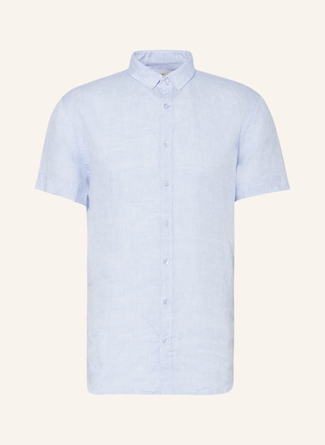 Image of q1 Manufaktur Kurzarm-Hemd Slim Fit Aus Leinen blau