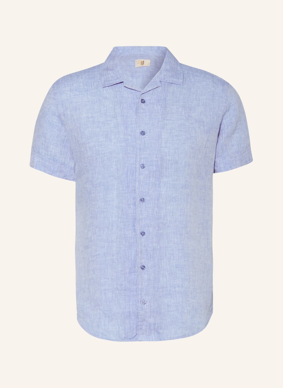 Image of q1 Manufaktur Kurzarm-Hemd Extra Slim Fit Aus Leinen blau