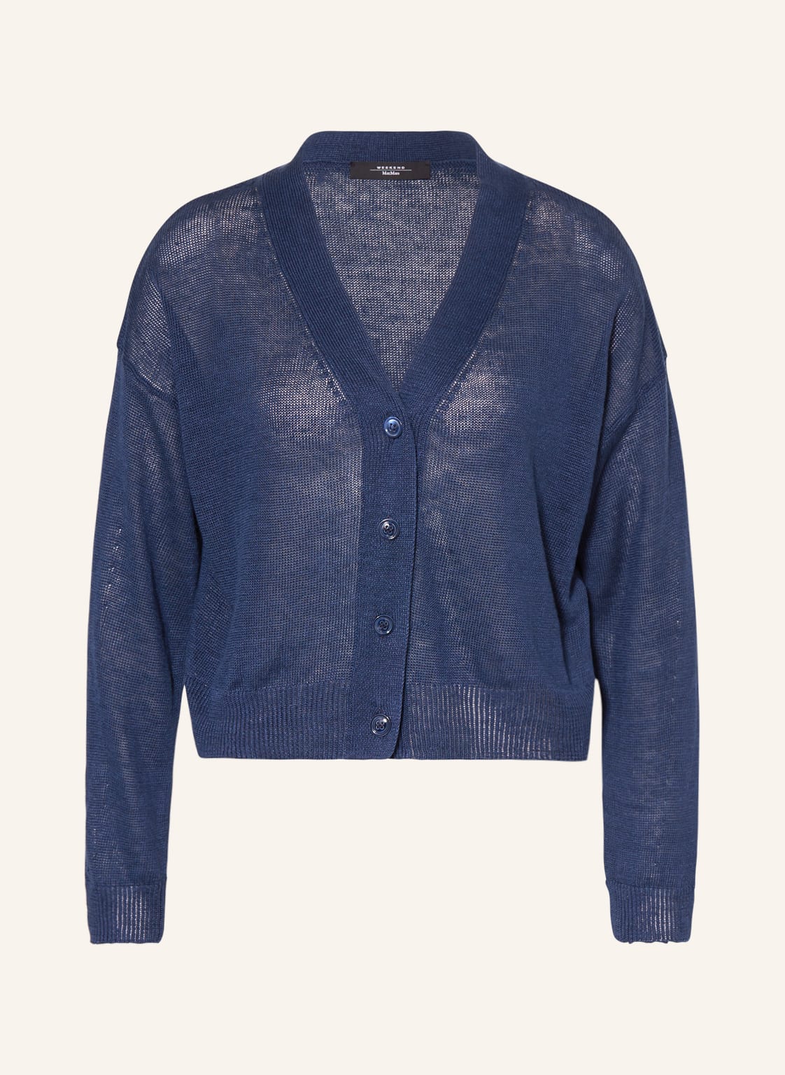 Image of Weekend Maxmara Strickjacke Daniela Aus Leinen blau