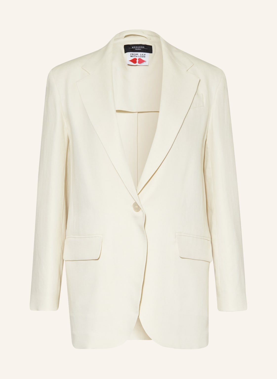 Image of Weekend Maxmara Longblazer Papaile Mit Leinen weiss