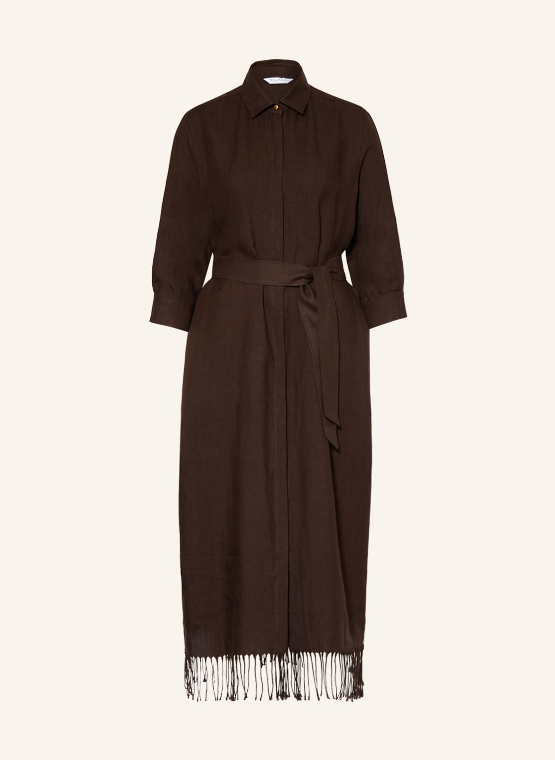 Image of Max Mara Hemdblusenkleid Lignano Aus Leinen braun
