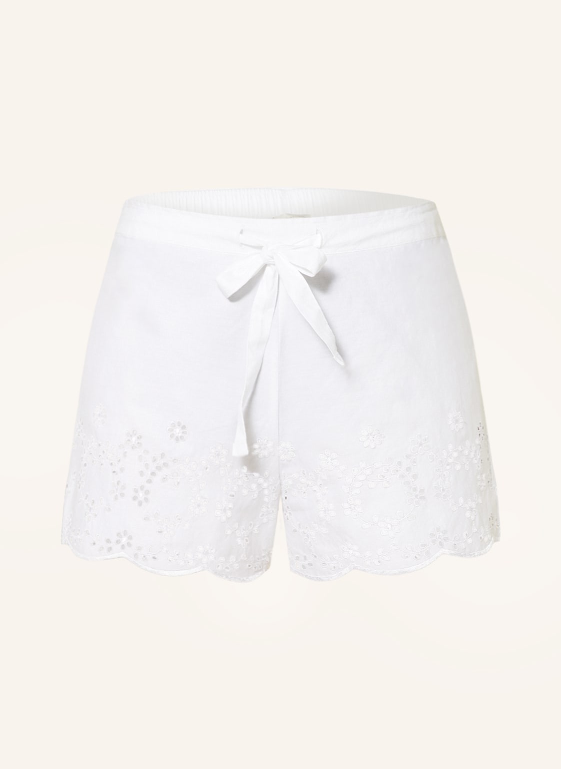 Image of Cyberjammies Schlafshorts Saskia Mit Lochstickreien weiss