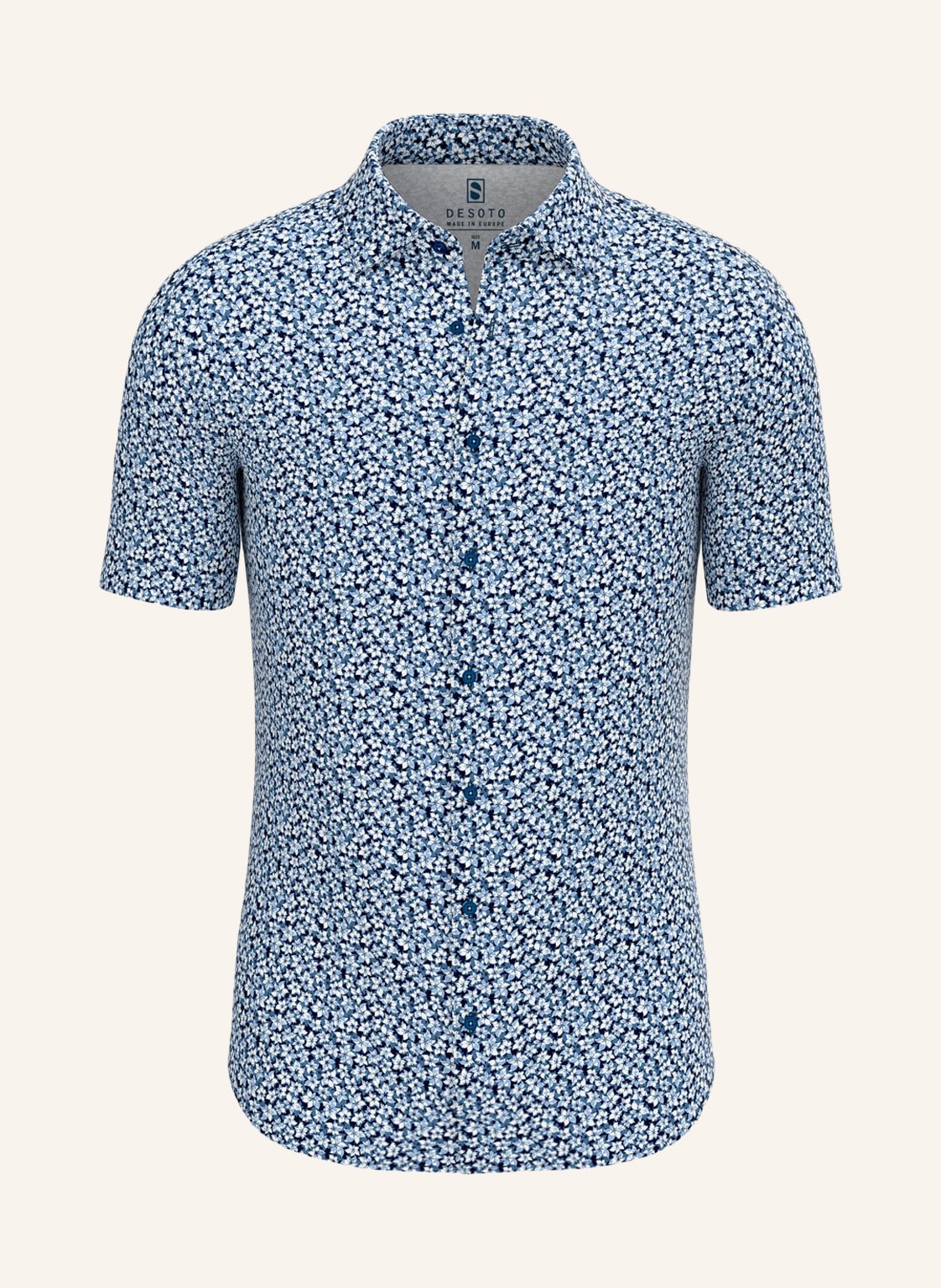 Image of Desoto Kurzarm-Hemd Slim Fit Aus Jersey blau