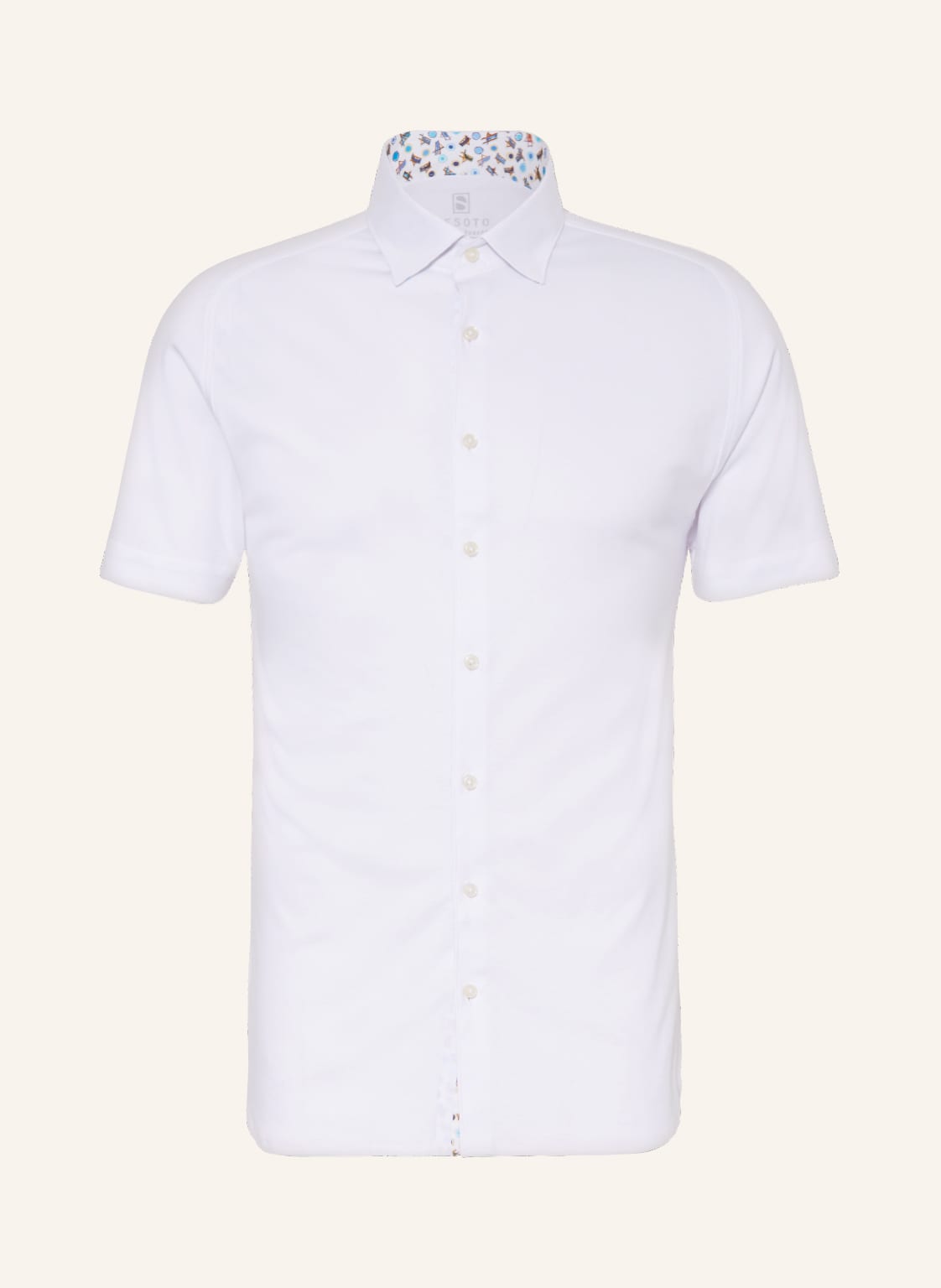 Image of Desoto Kurzarm-Hemd Slim Fit Aus Jersey weiss
