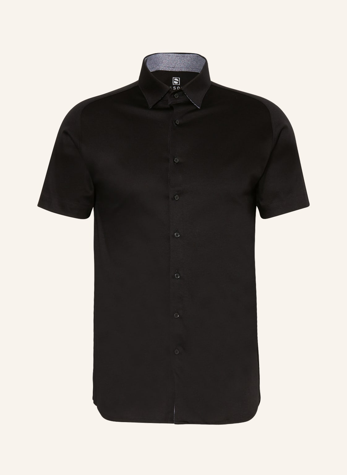 Image of Desoto Kurzarm-Hemd Slim Fit Aus Jersey schwarz