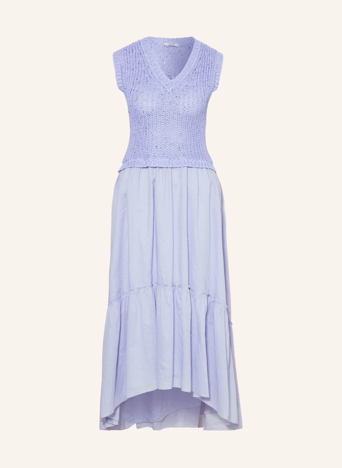 Image of Peserico Kleid Im Materialmix Mit Pailletten blau