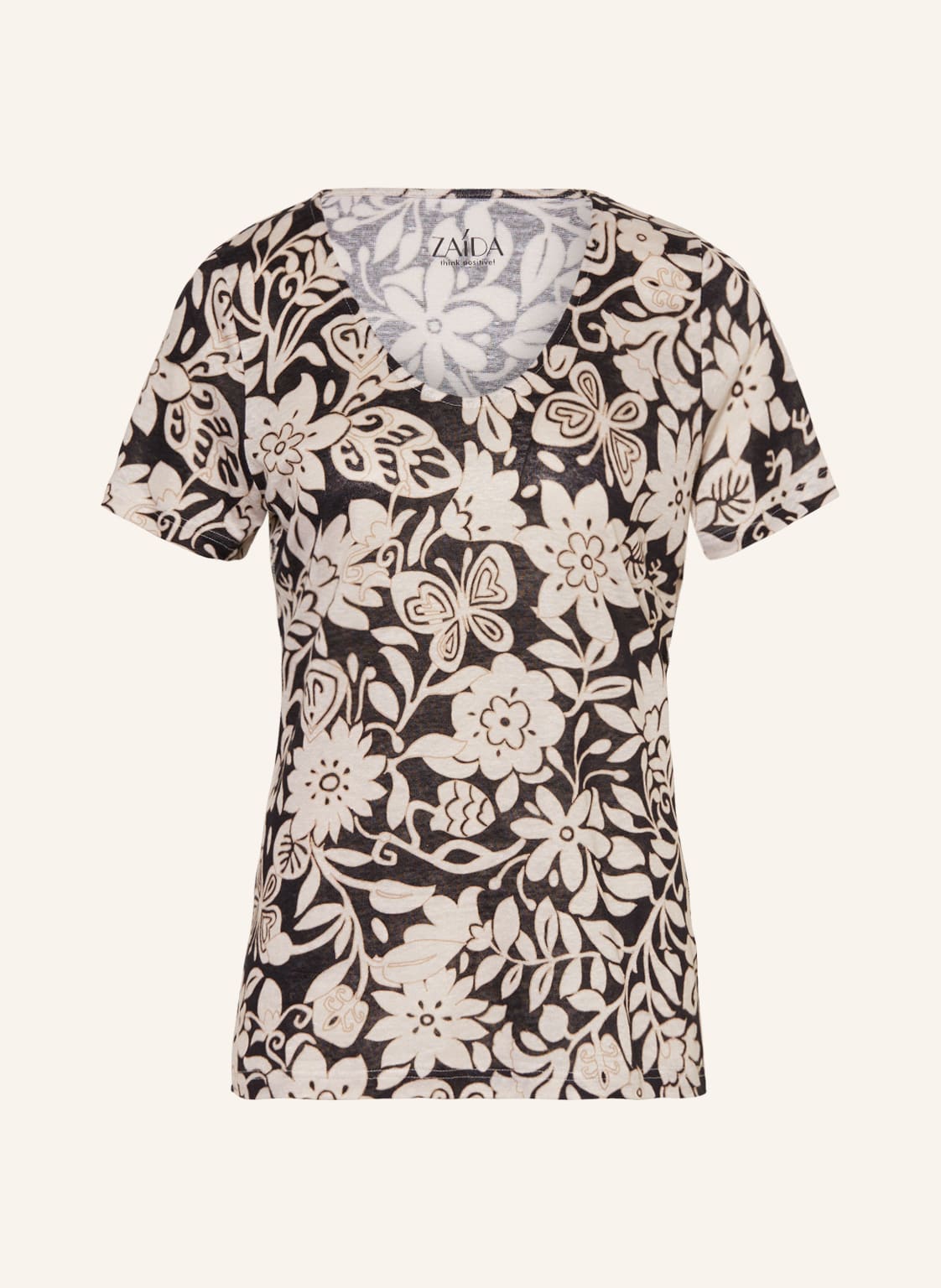 Image of Zaída T-Shirt Aus Leinen schwarz