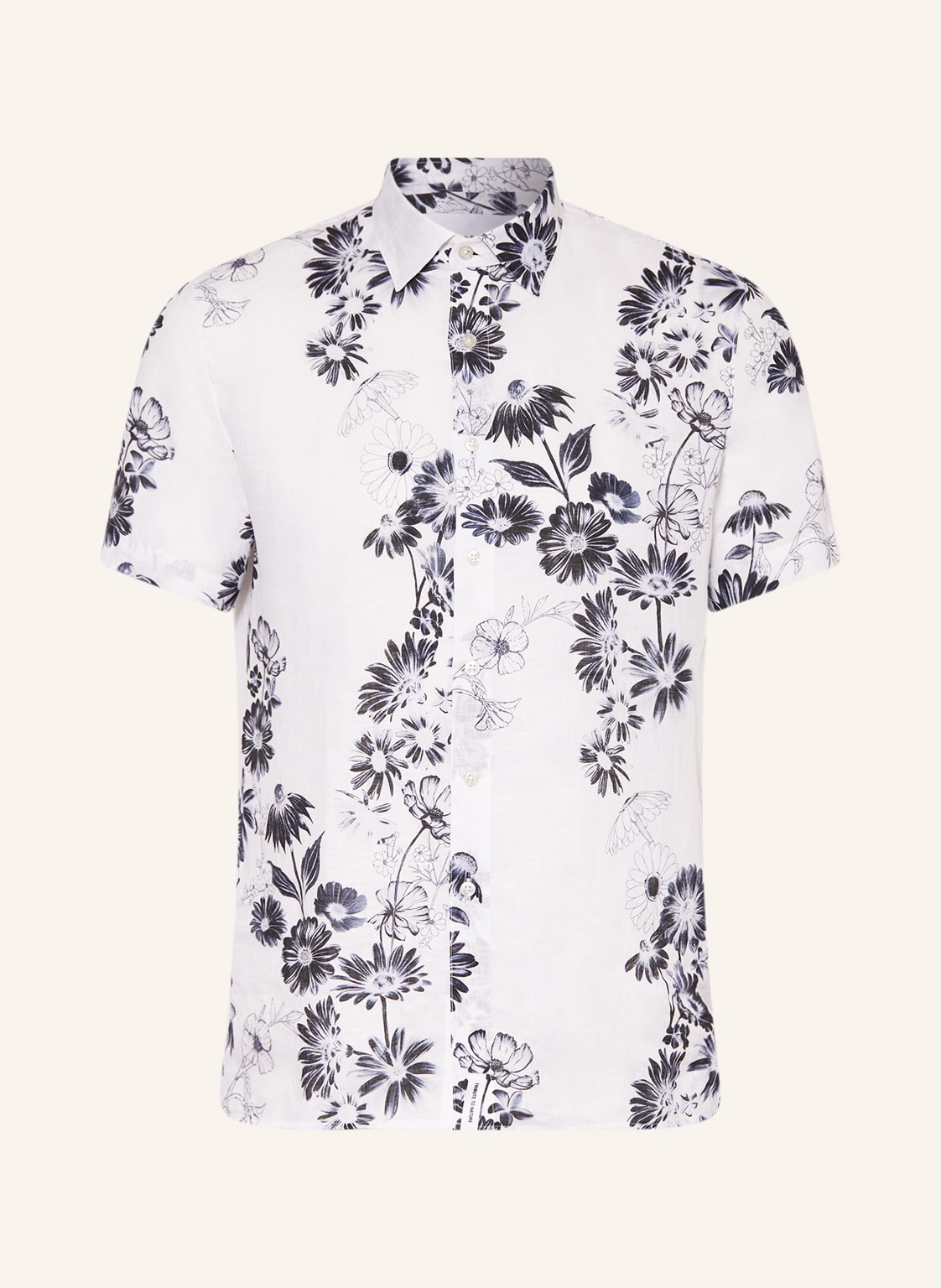 Image of Baldessarini Kurzarm-Hemd Billy Slim Fit Aus Leinen weiss