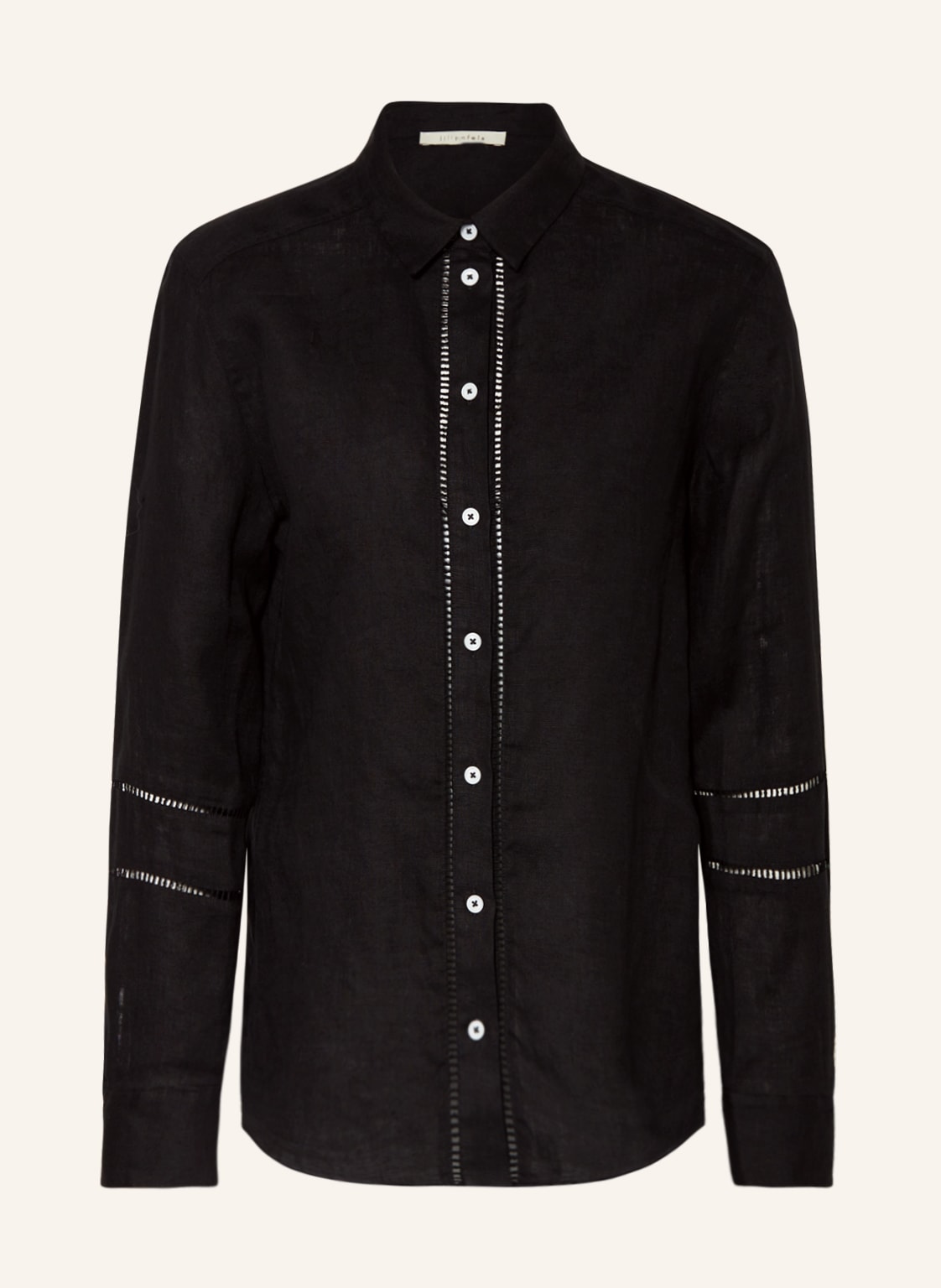 Image of Lilienfels Hemdbluse Aus Leinen Mit Lochspitze schwarz