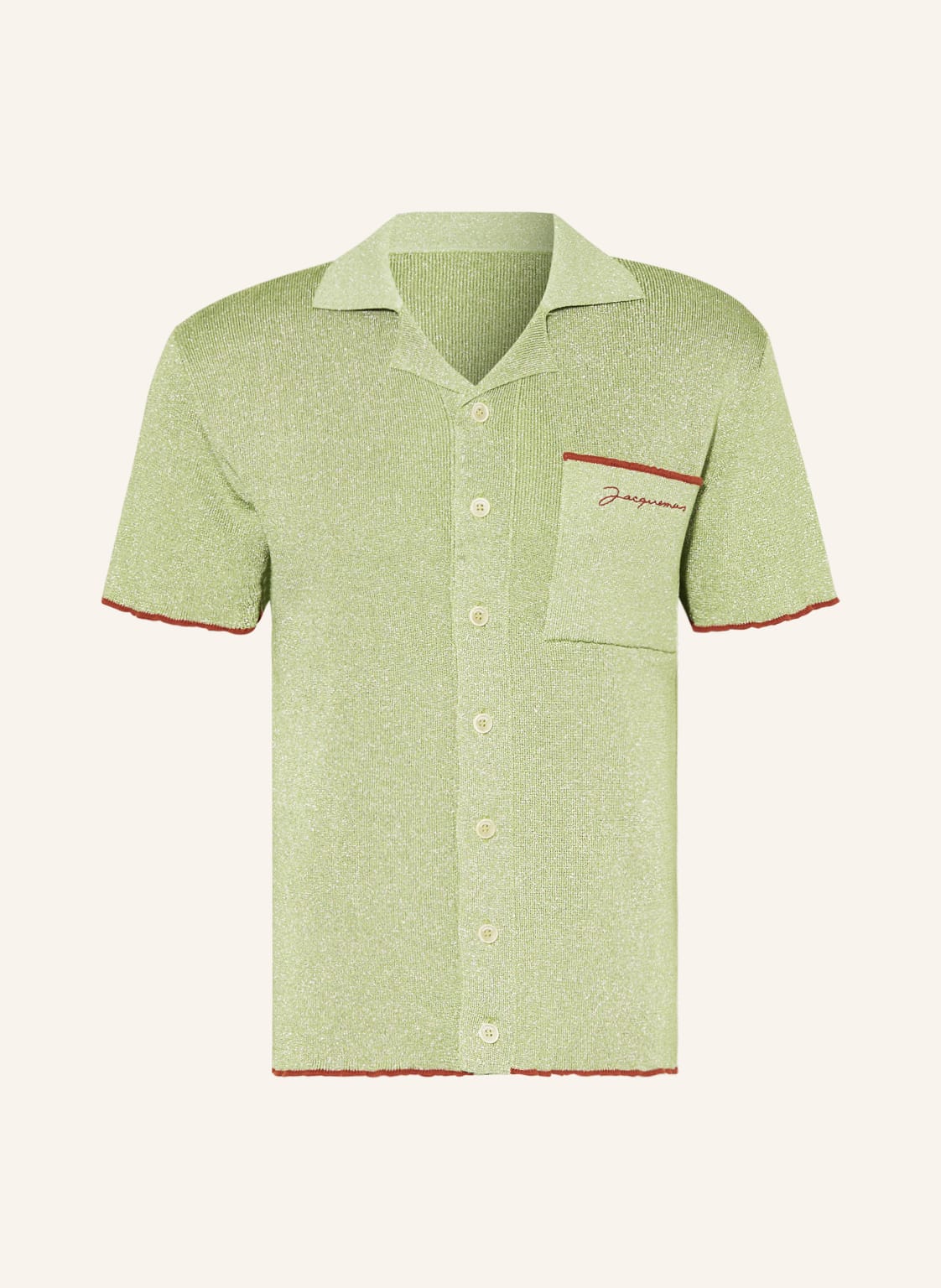 Image of Jacquemus Strick-Poloshirt La Maille Prata Mit Glitzergarn gruen