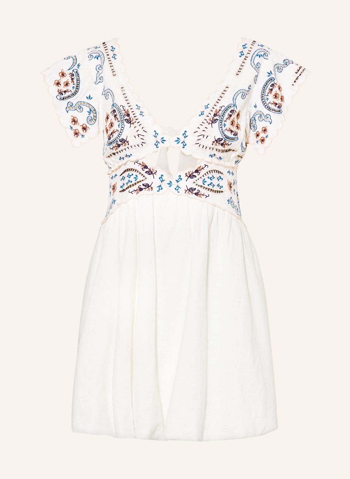 Image of Free People Kleid Rambling Roads Mit Leinen Und Cut-Outs weiss