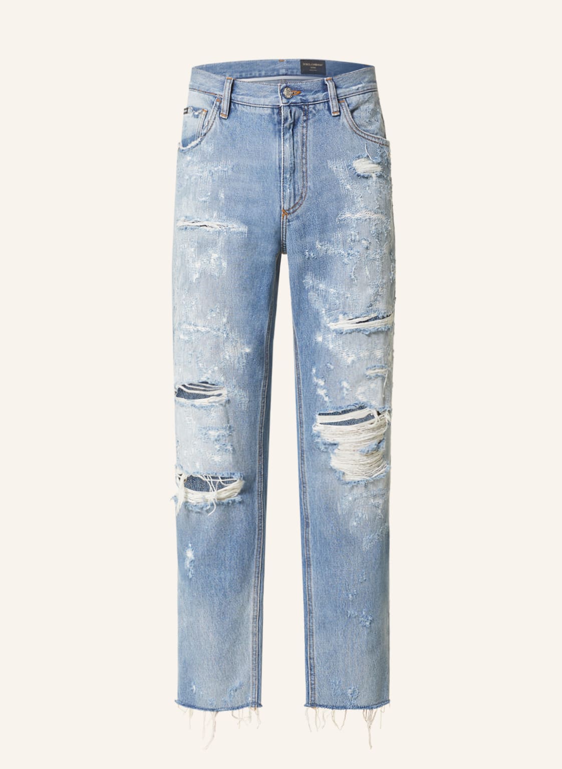 Image of Dolce & Gabbana Destroyed Jeans Loose Fit Mit Verkürzter Beinlänge blau