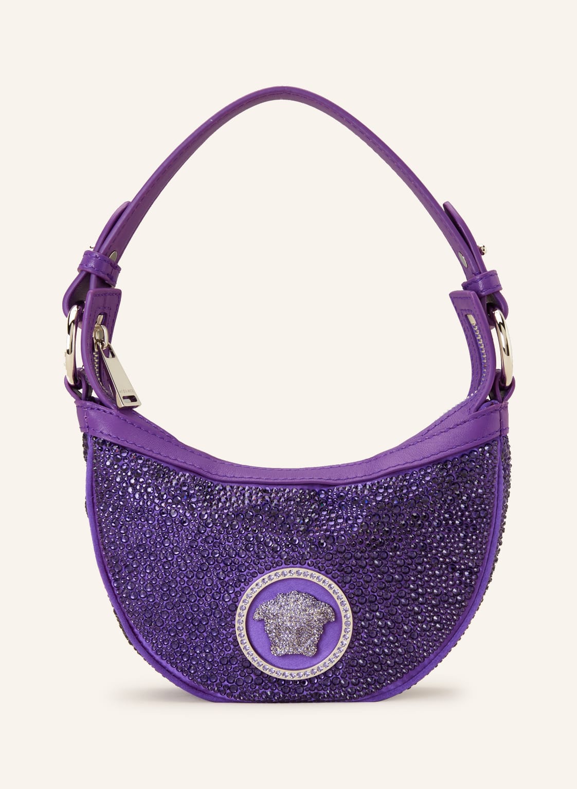 Image of Versace Handtasche Mit Schmucksteinen violett