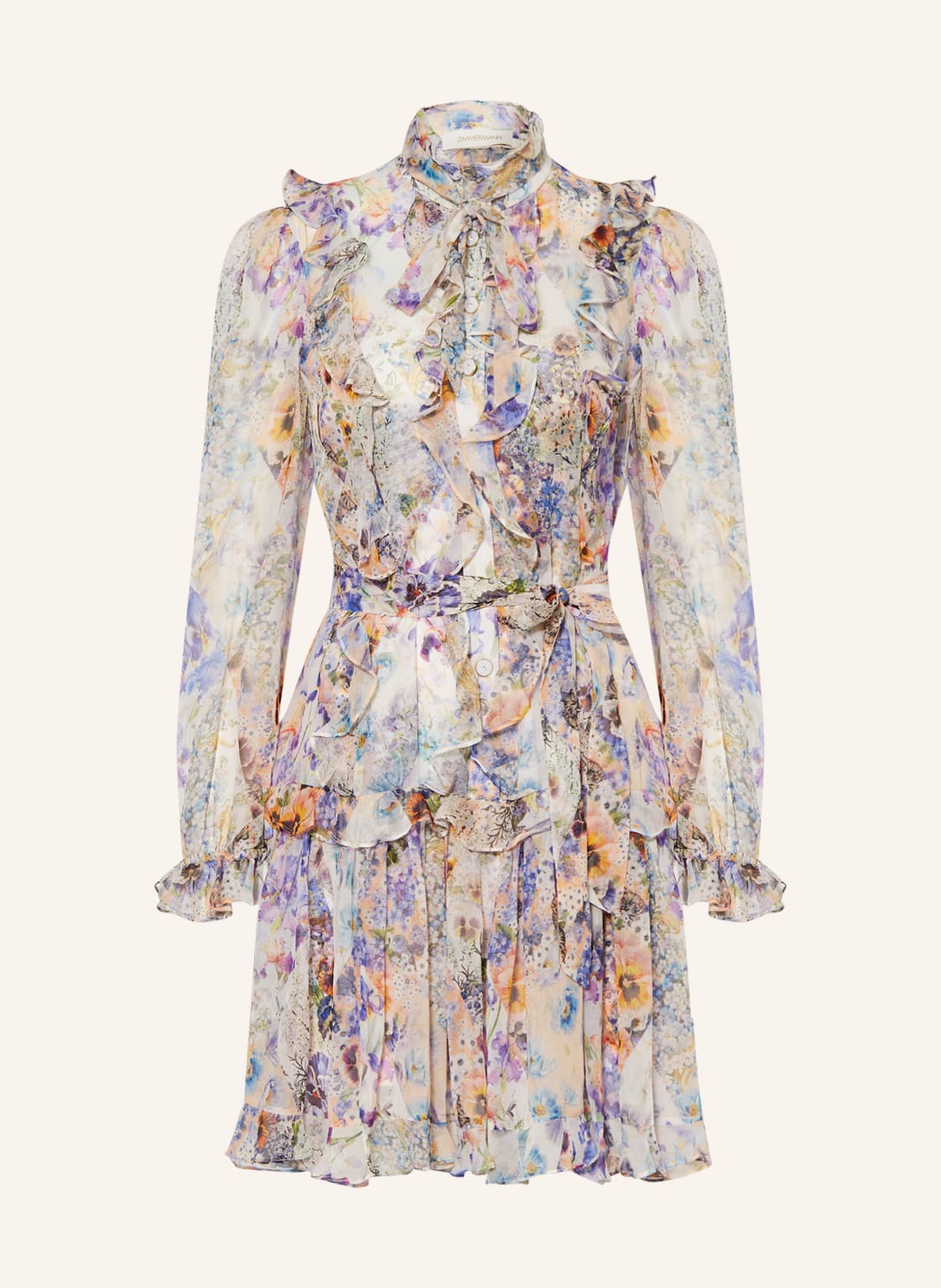 Image of Zimmermann Seidenkleid Tama Ruffle Mit Rüschen violett