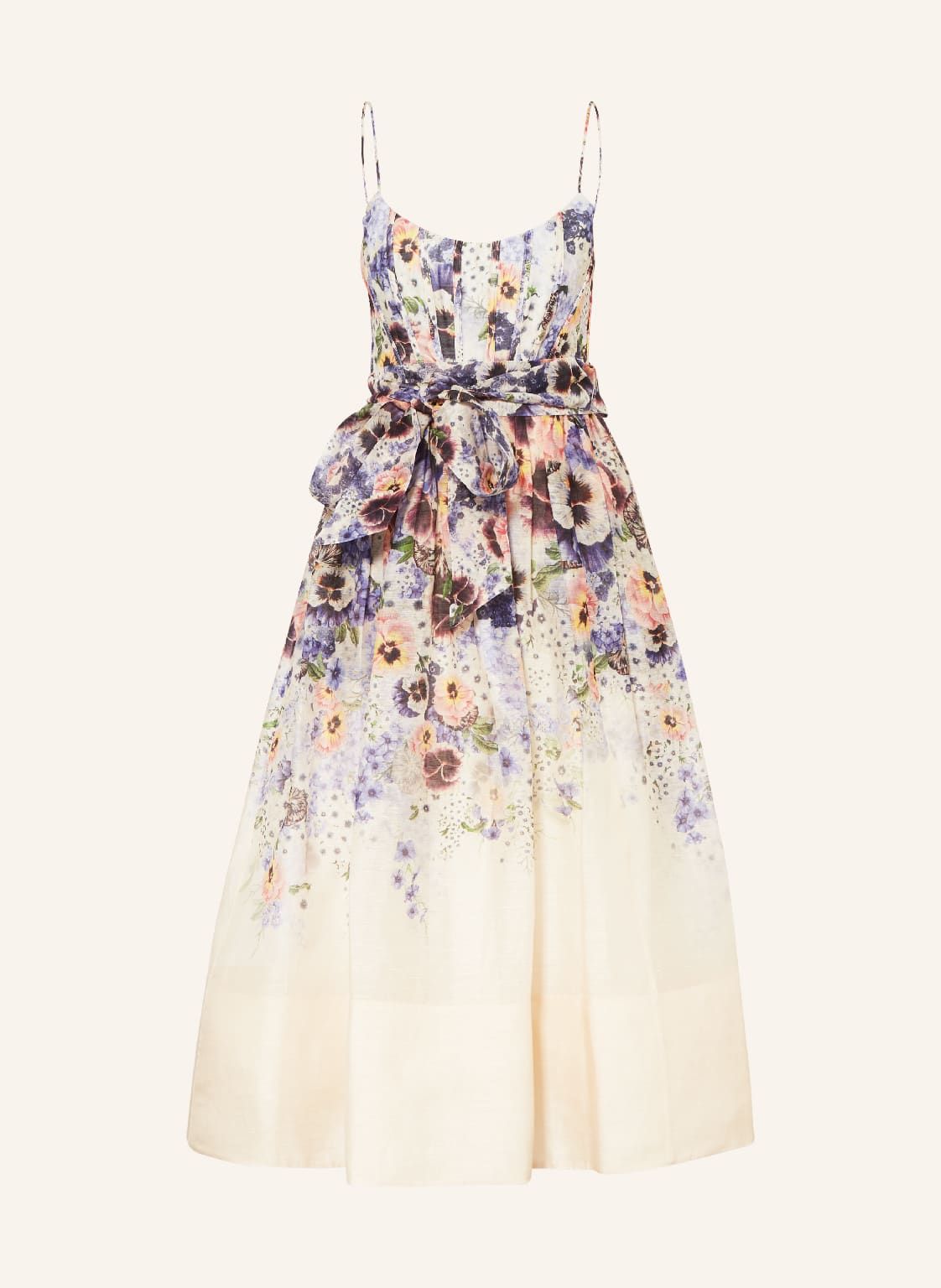 Image of Zimmermann Kleid Tama Corset Mit Leinen Und Seide rosa