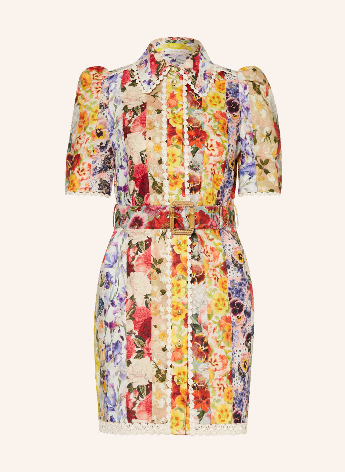 Image of Zimmermann Hemdblusenkleid Aus Leinen rot