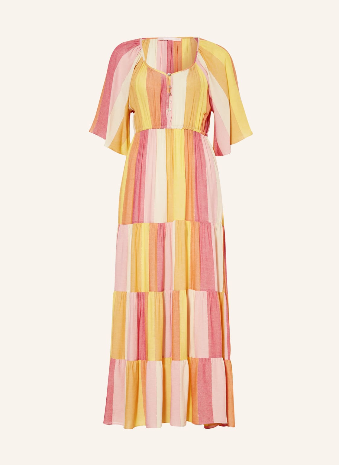 Image of Valérie Khalfon Kleid Regina Mit Glanzgarn orange