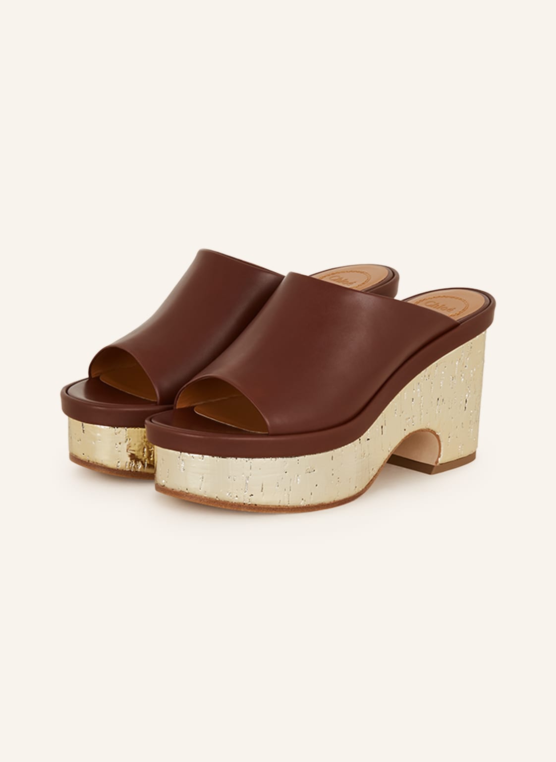 Image of Chloé Plateau-Pantoletten Oli braun