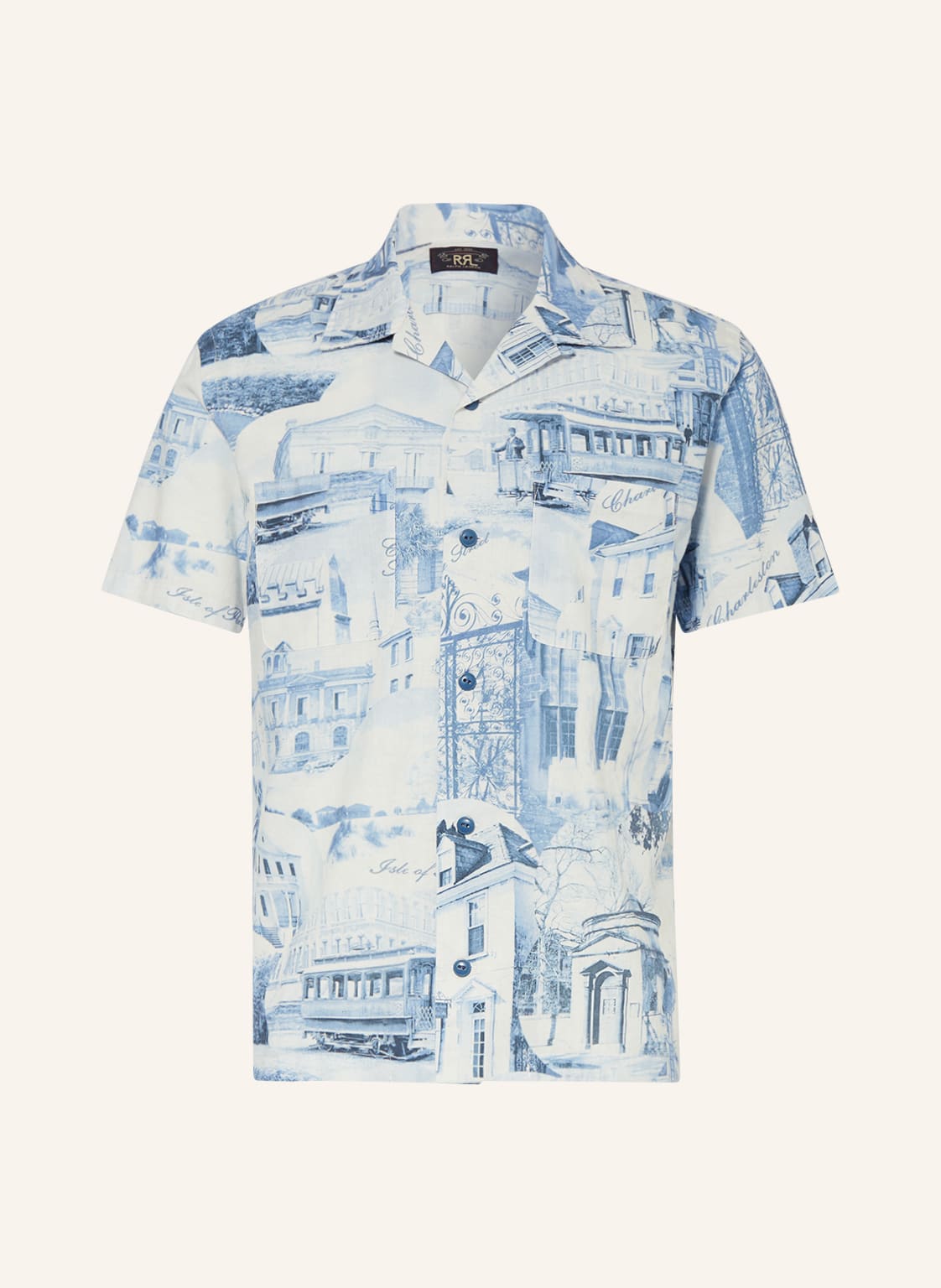 Image of Rrl Resorthemd Regular Fit Mit Leinen weiss