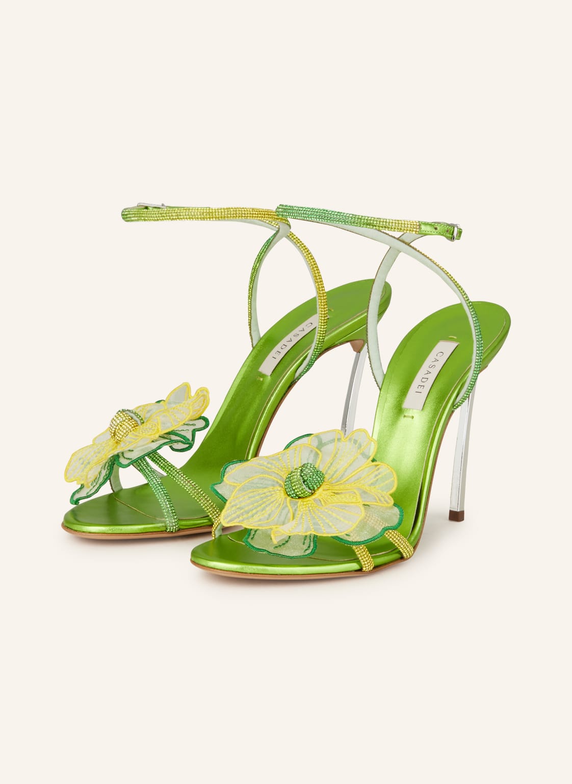 Image of Casadei Sandaletten Blade Belle Epoque Mit Schmucksteinen gruen